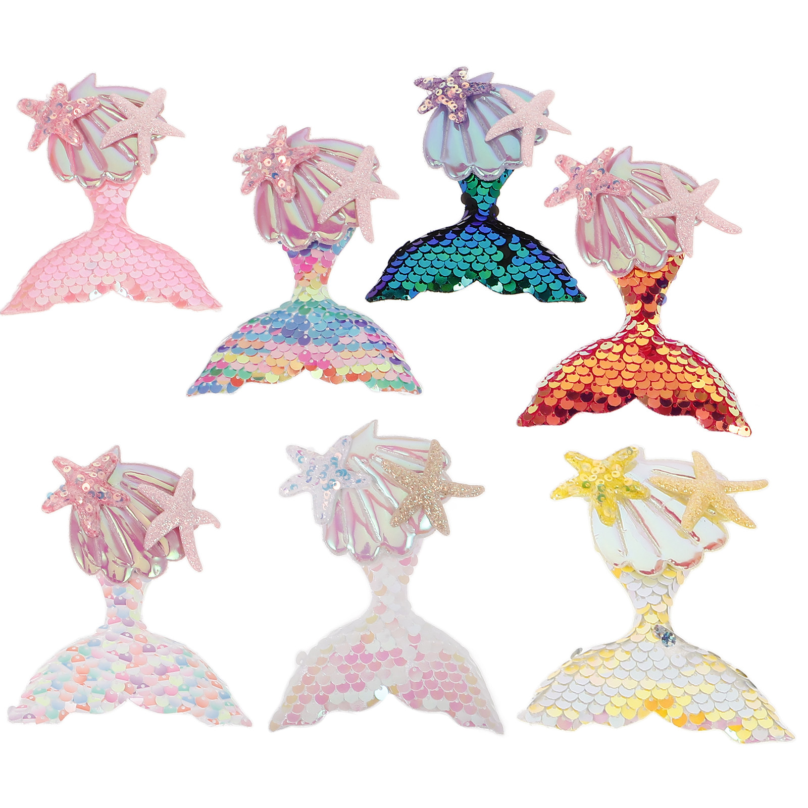 Craft Embellishment - 7Pcs Mermaid Fabric Patches for Clothes