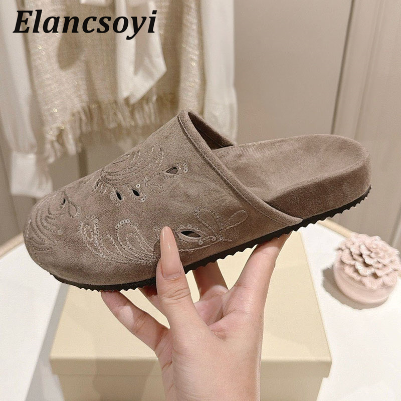 Embroidery Embellishments - Lazy Mules Shoes Women's Embroidery Sequins
