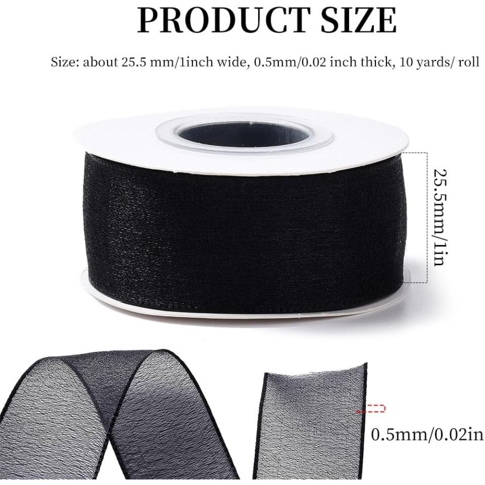 1 Inch Black Organza Ribbon Wi - Organza Ribbon Spool review and price