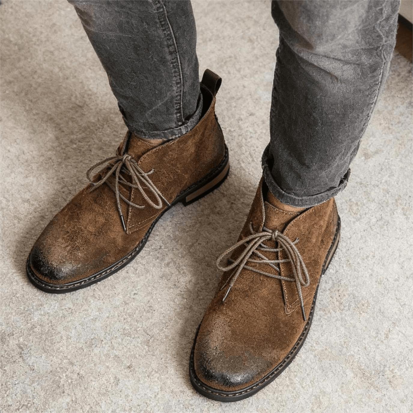 Leather Boots Retro Comfortabl - Guipure Lace Panel review and price